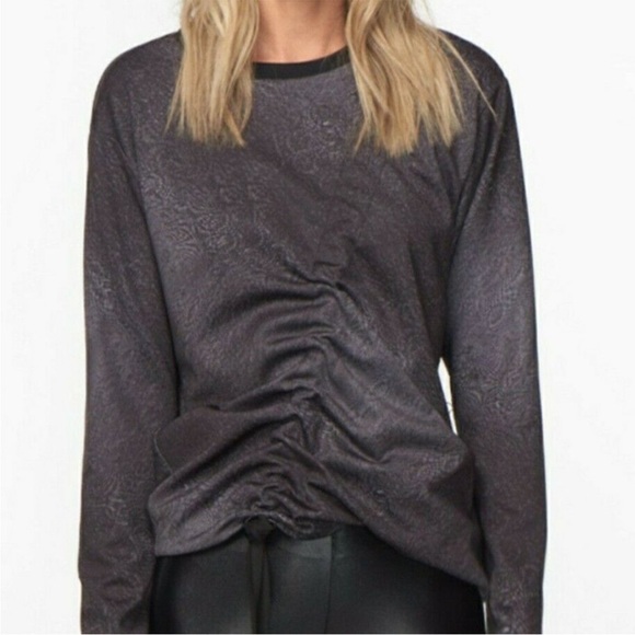 Koral Tops - Koral Paradigm Jacquard Glitch Ruched Synthetic Scuba Pullover Top